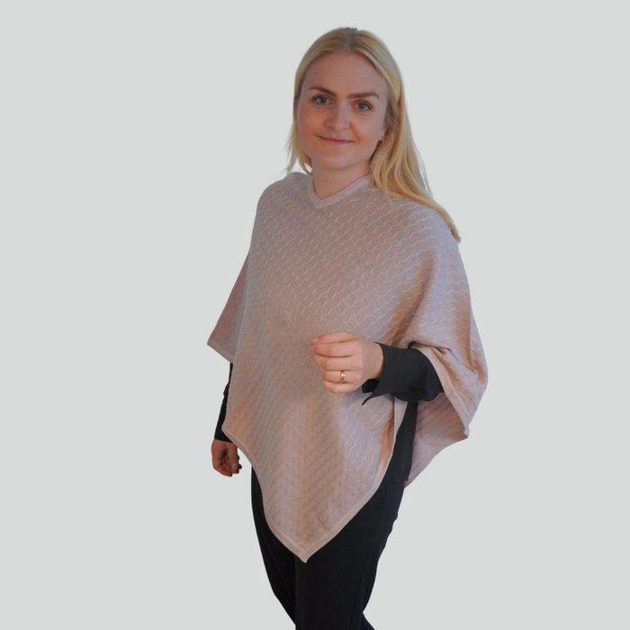Poncho - med CASHMERE - Lys gammelrosa