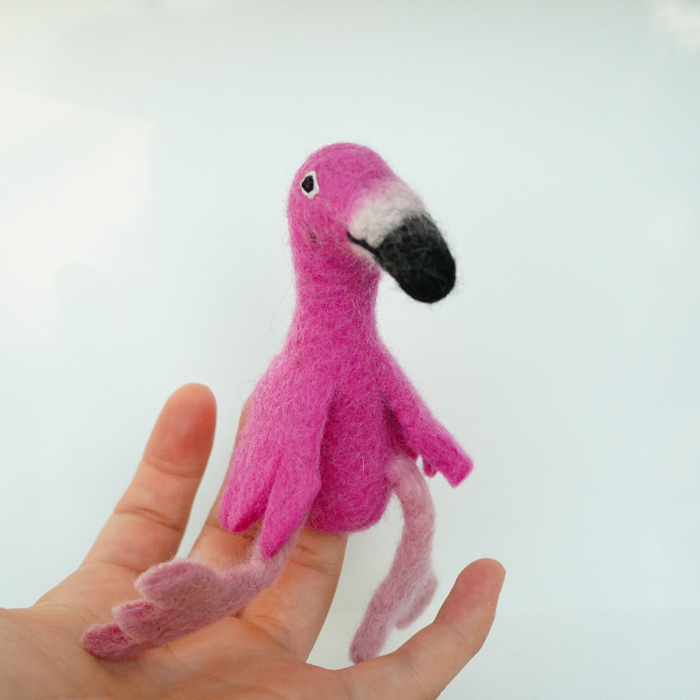 FINGERDUKKE - FILT - FLAMINGO