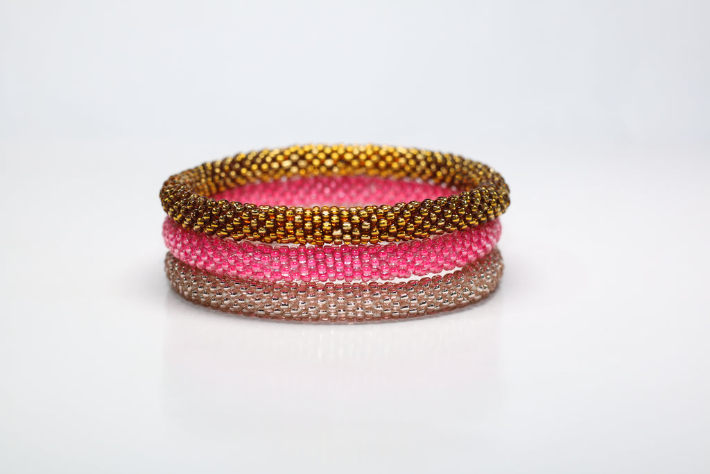 ROLL-ON PERLEARMBÅND FRA NEPAL - Guld