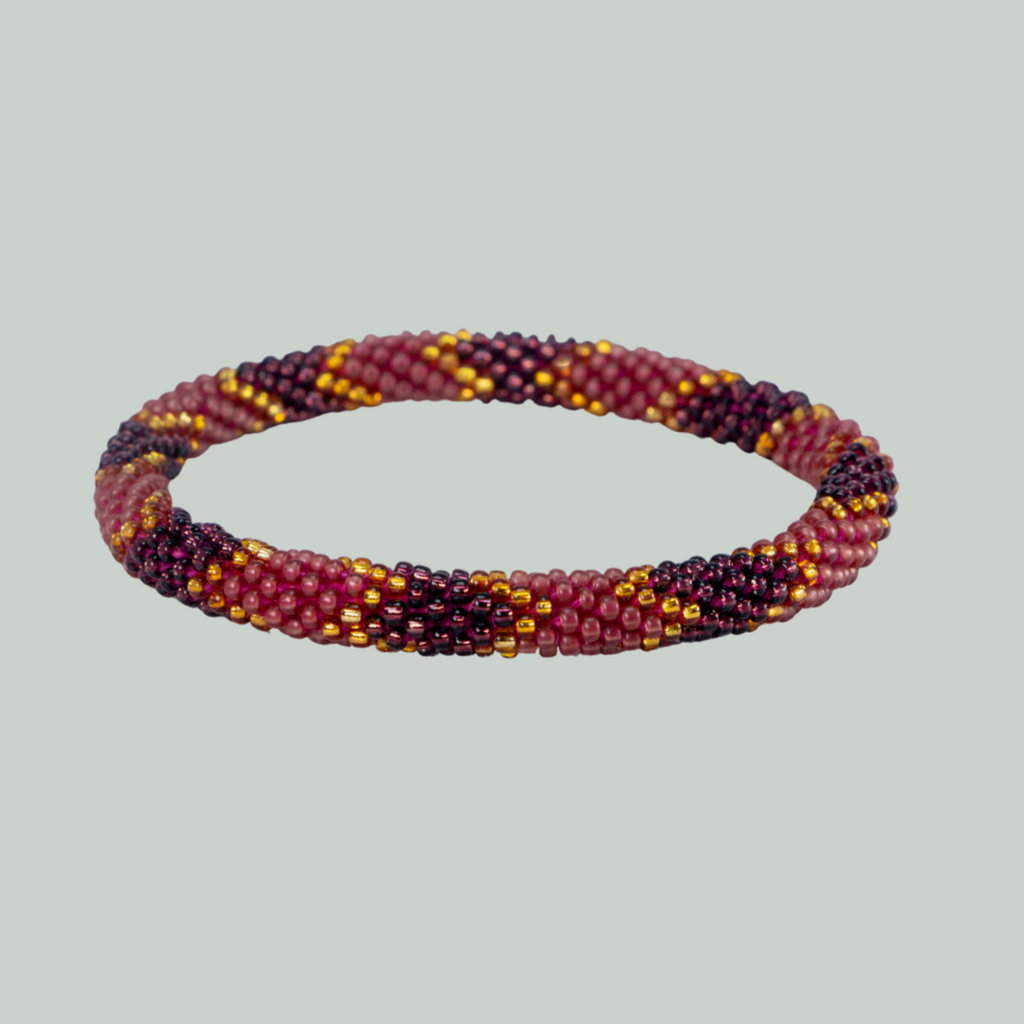 ROLL-ON PERLEARMBÅND - rød, lila, guld