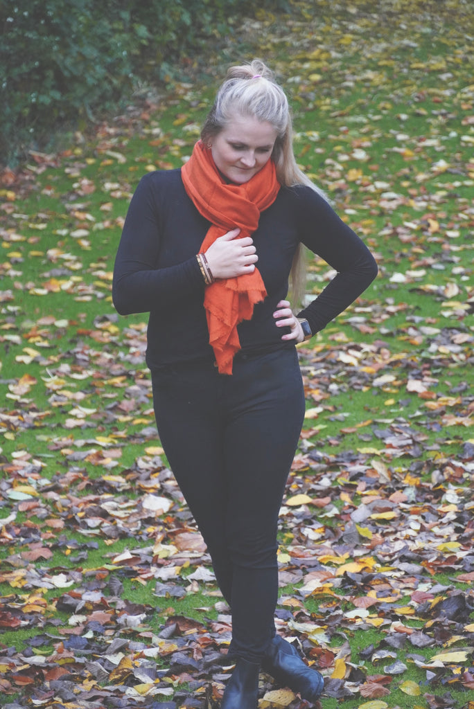 TØRKLÆDE MED CASHMERE - DYB ORANGE