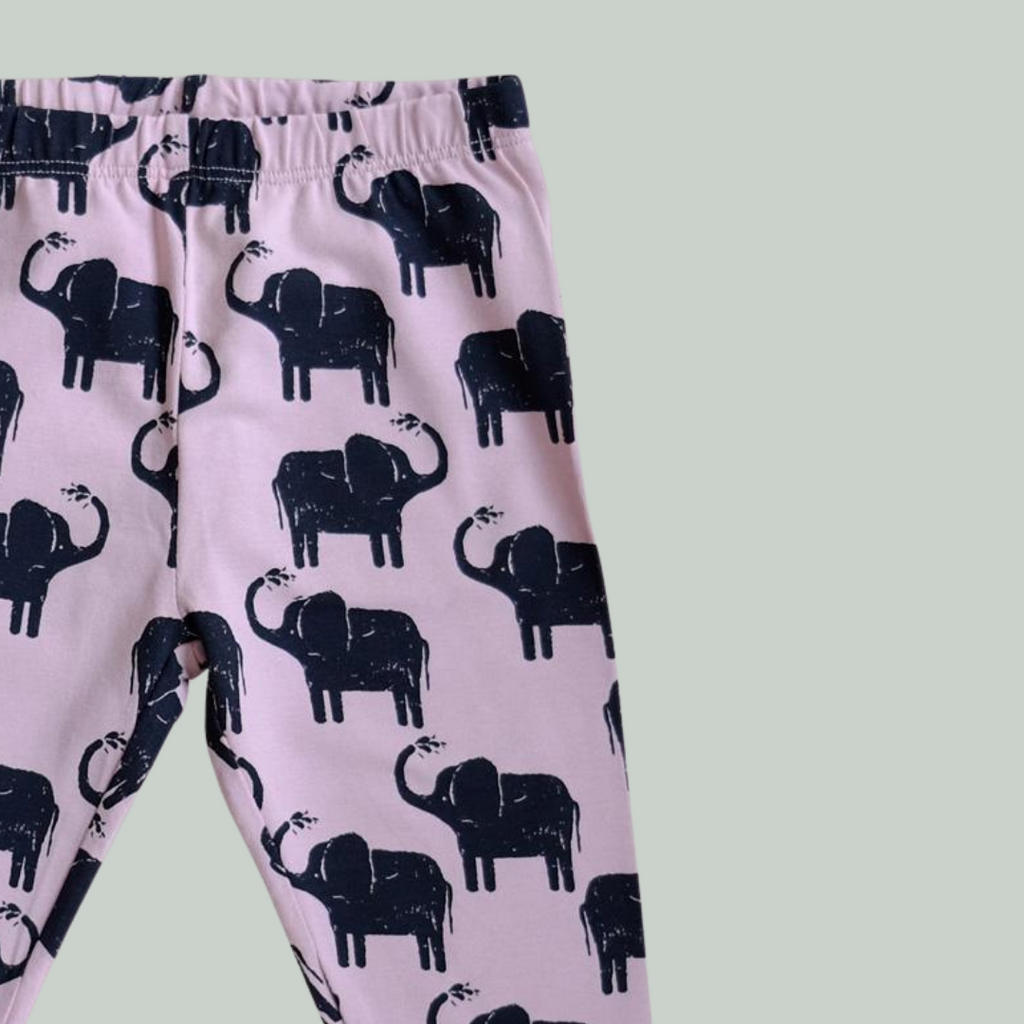 GOTS - LEGGINGS - BØRN -ELEFANT - ROSA/SORT