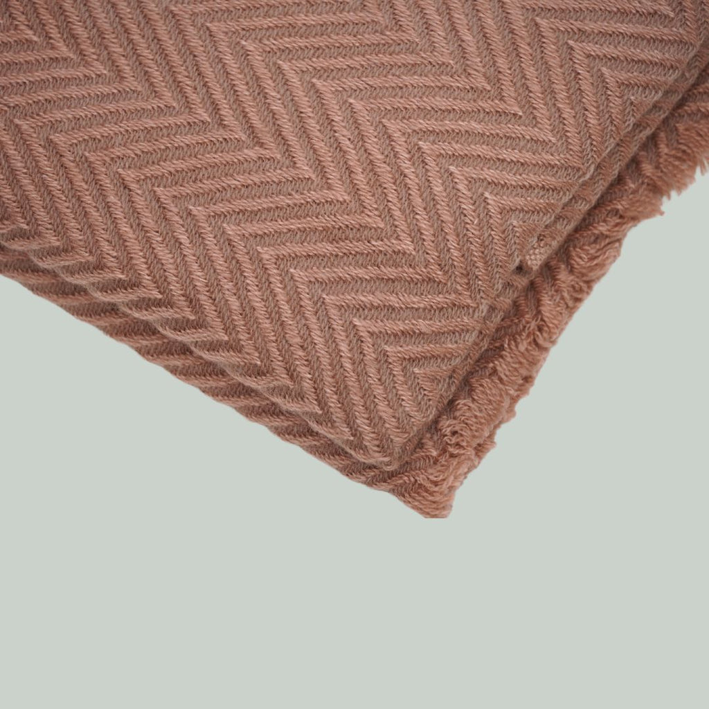 TØRKLÆDE - MED CASHMERE - KANEL (let skær) - SILDEBENSMØNSTER