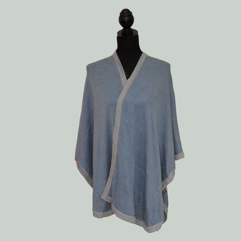 Slå-om-sjal (wrap-shawl) - med cashmere - isblå