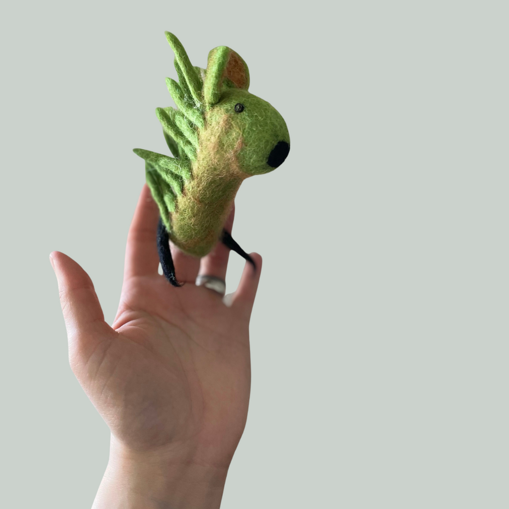 FINGERDUKKE - FILT - PINDSVIN (Grøn)